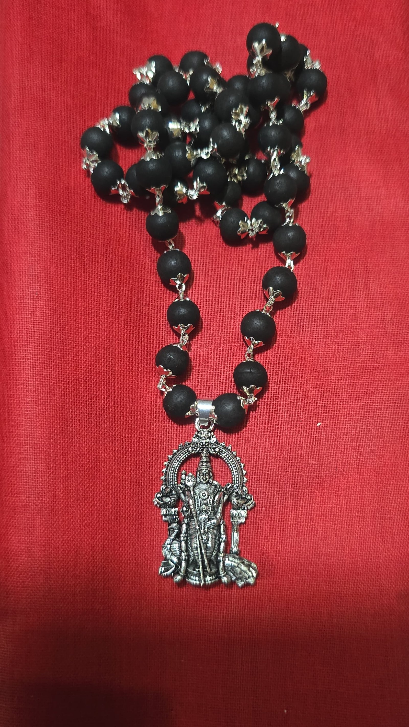 KARUNGALI SILVER PLATED MALAI WITH MURUGAN DOLOR