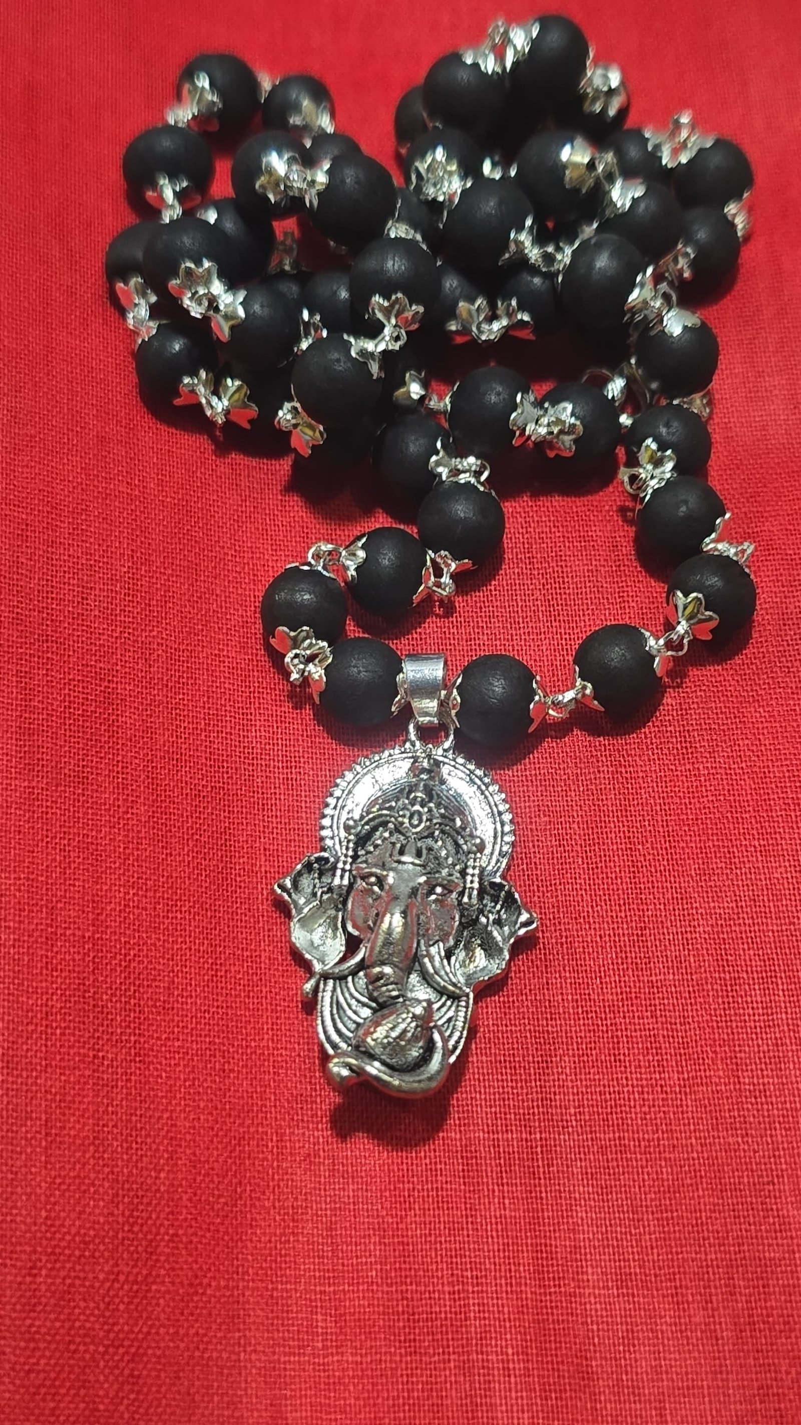 KARUNGALI SILVER PLATED MALAI WITH  GANESH DOLOR