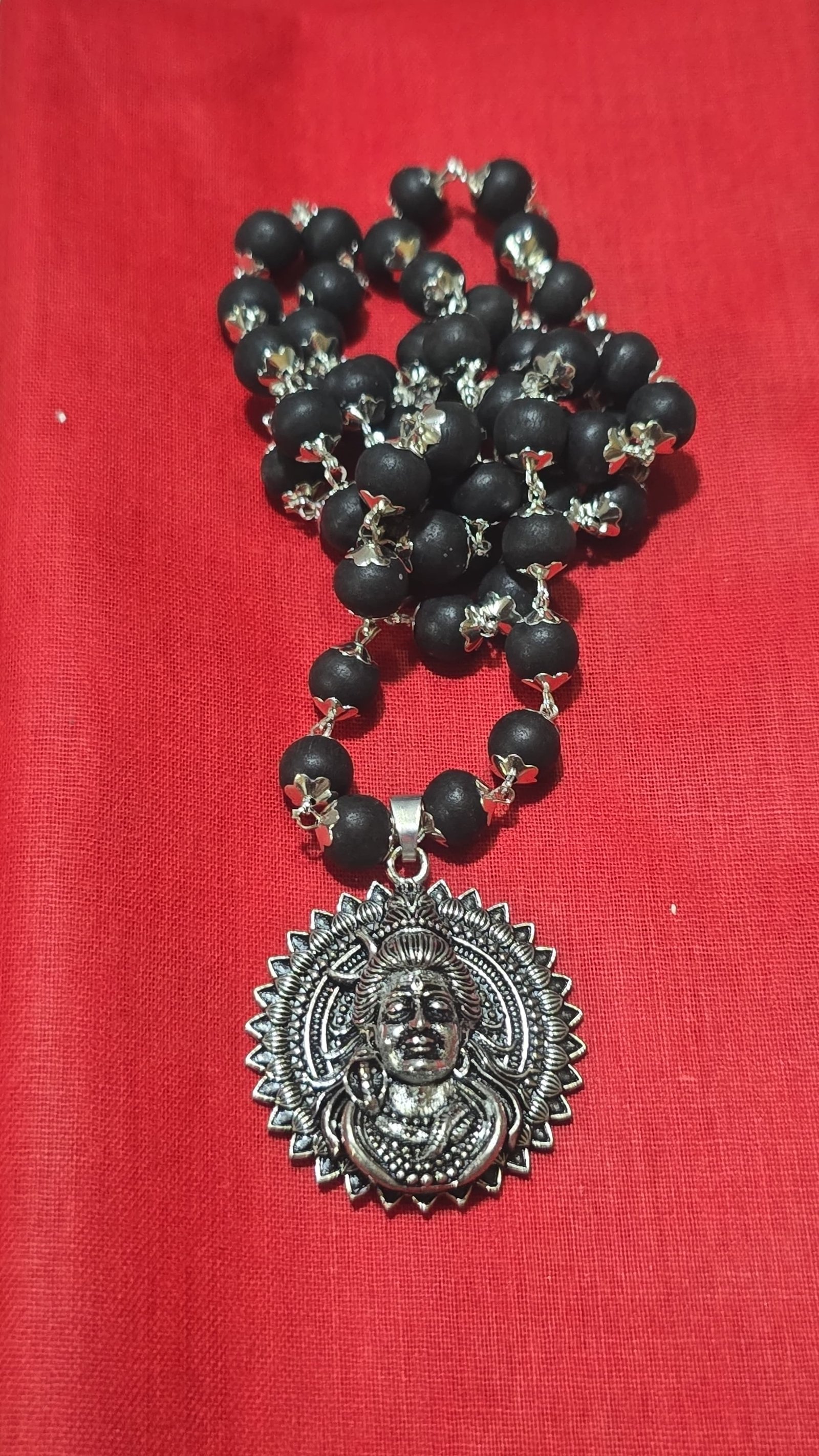 KARUNGALI SILVER PLATED MALAI WITH SIVAN DOLOR