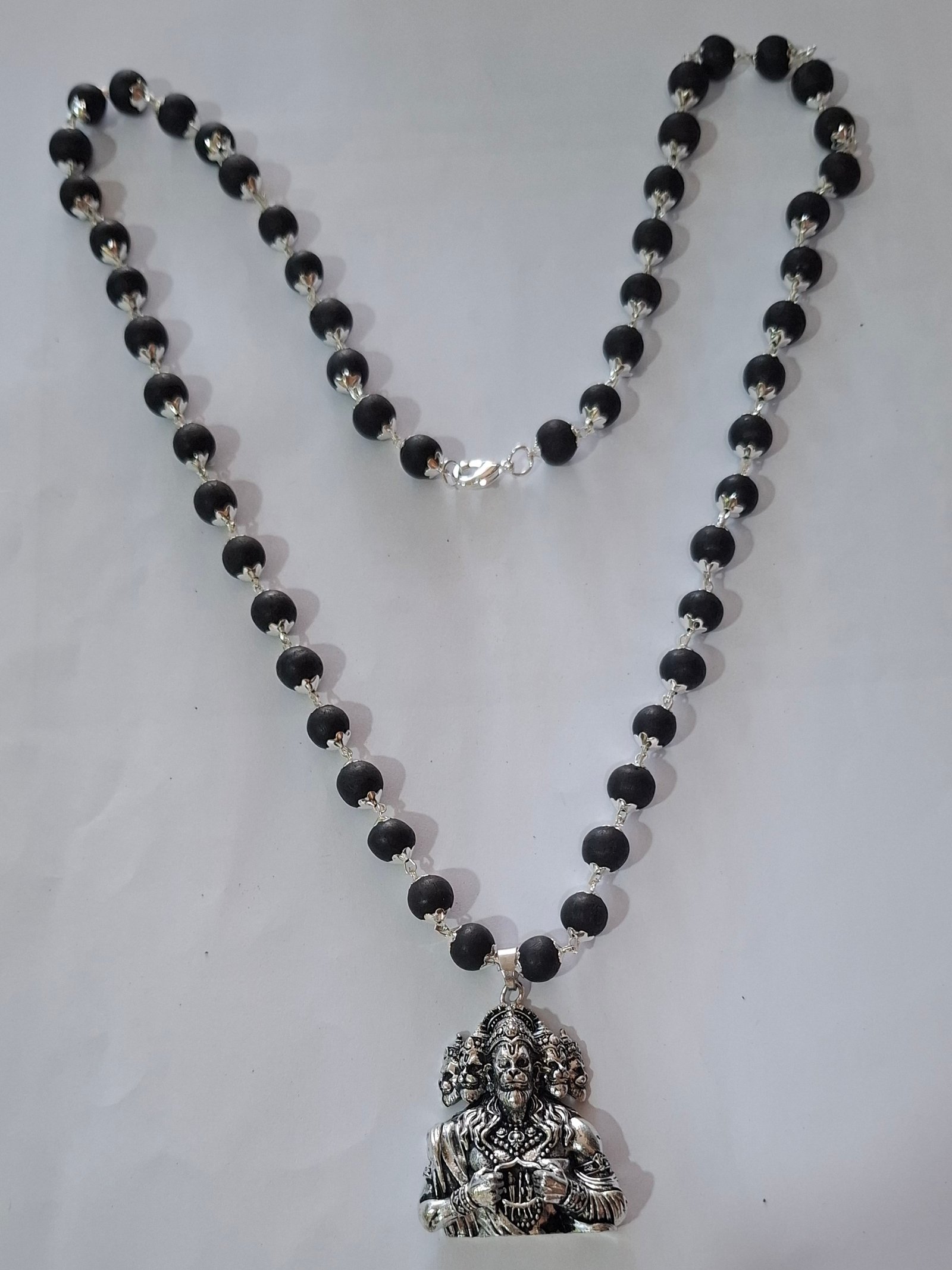 KARUNGALI SILVER PLATED MALAI WITH PANCHAMUGA HANUMAN DOLOR
