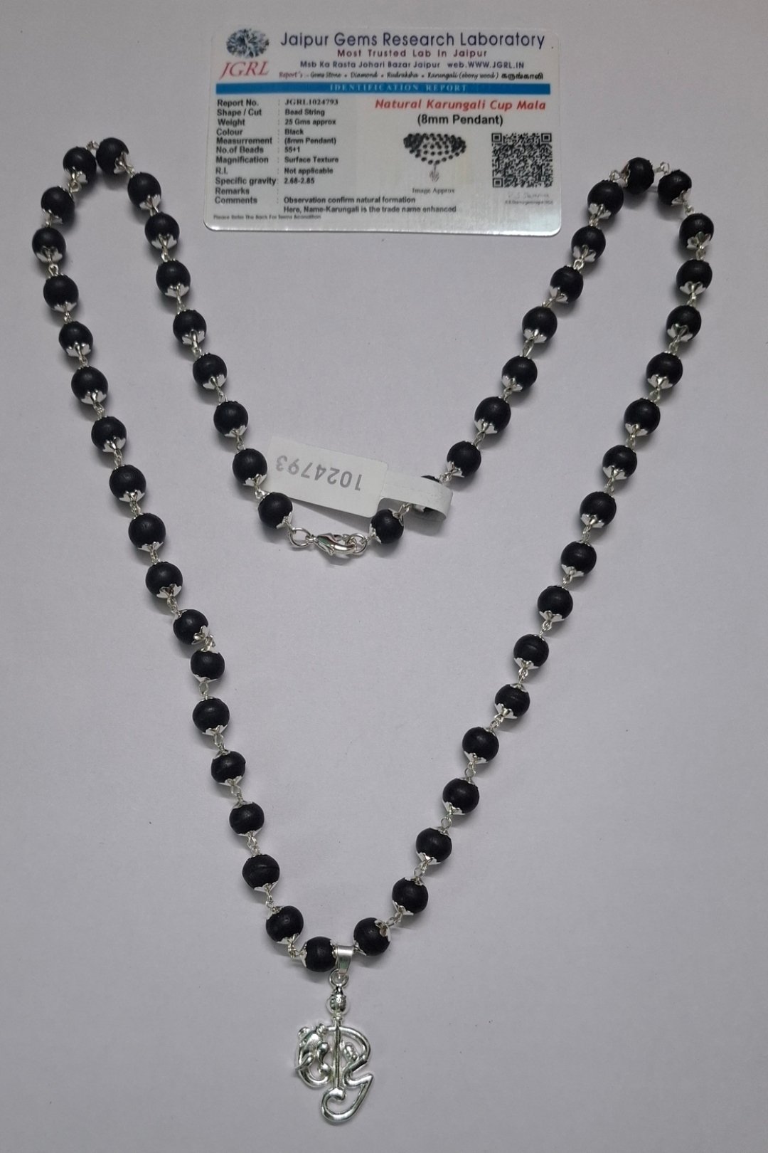 KARUNGALI SILVER CAP MALAI WITH OM VEL DOLOR