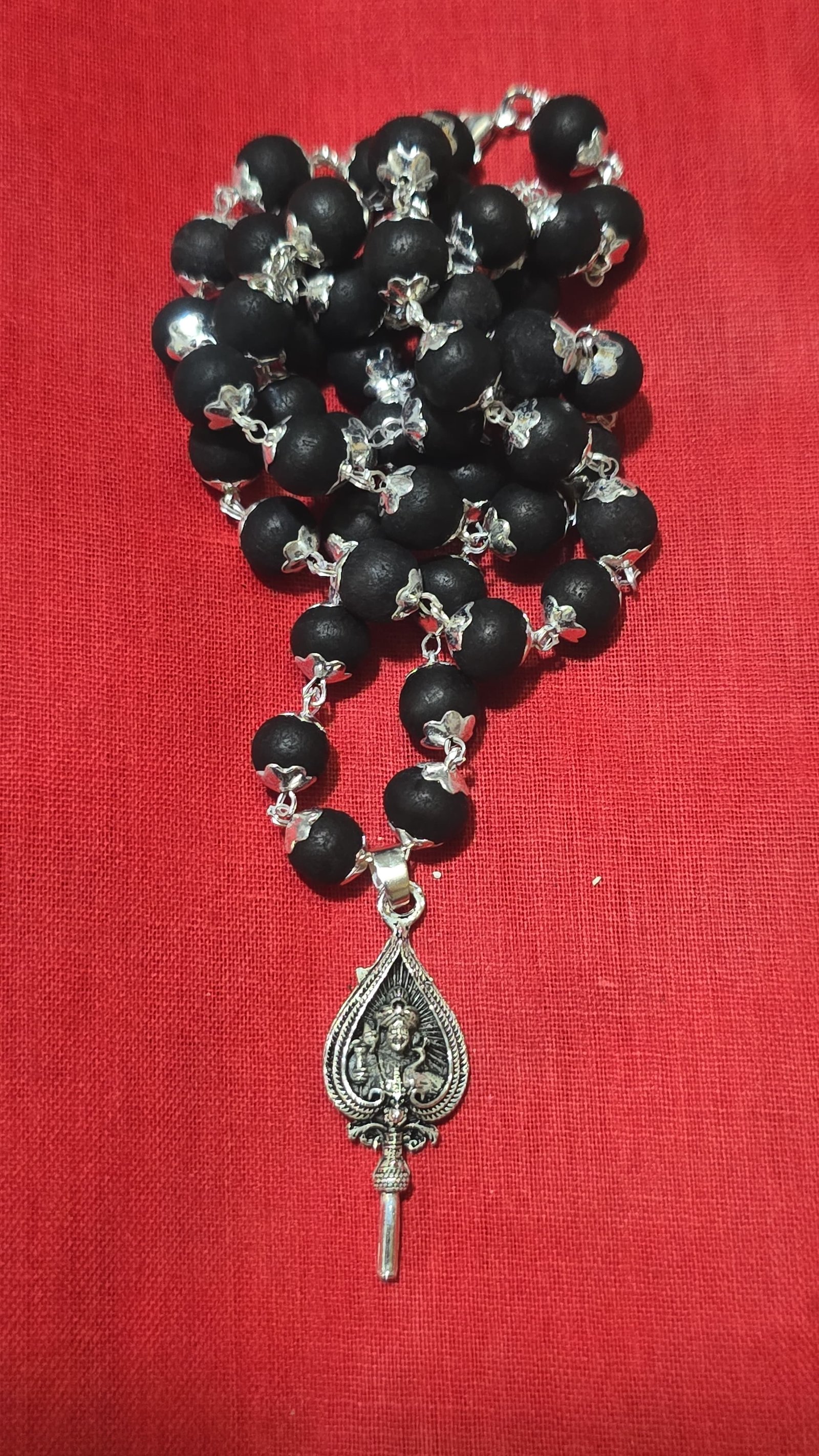 KARUNGALI SILVER PLATED MALAI WITH VEL MURUGAN DOLOR