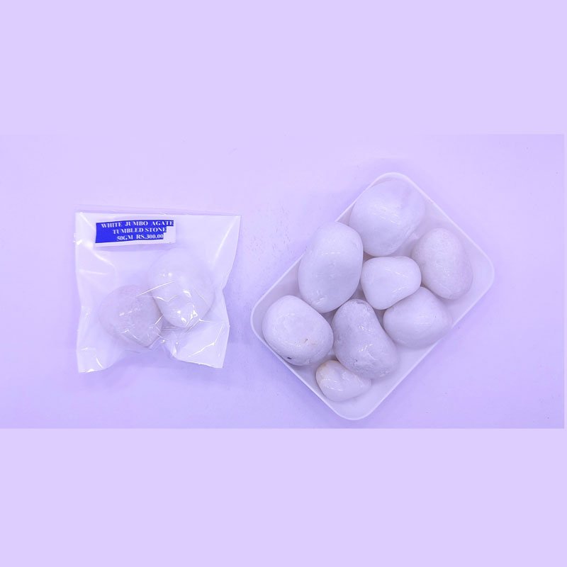 WHITE AGATE BIG TUMBLES 50GM