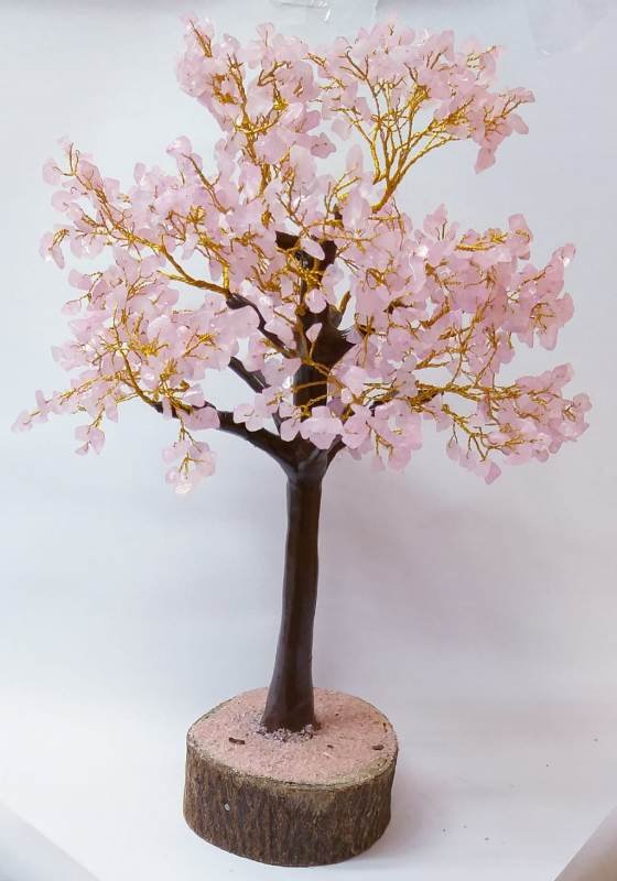 ROSE QUARTS GEM TREE BIG