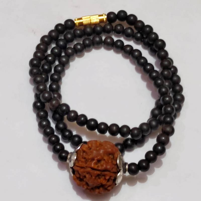 KARUNGALI 5MM MALAI WITH 5 FACE RUDRAKSHAM